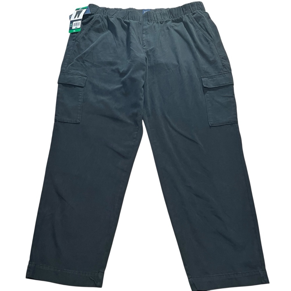 GAP Twill Cargo Pants Black Size XL Pull On Elastic Waist Casual Pockets NWT - Picture 2 of 15